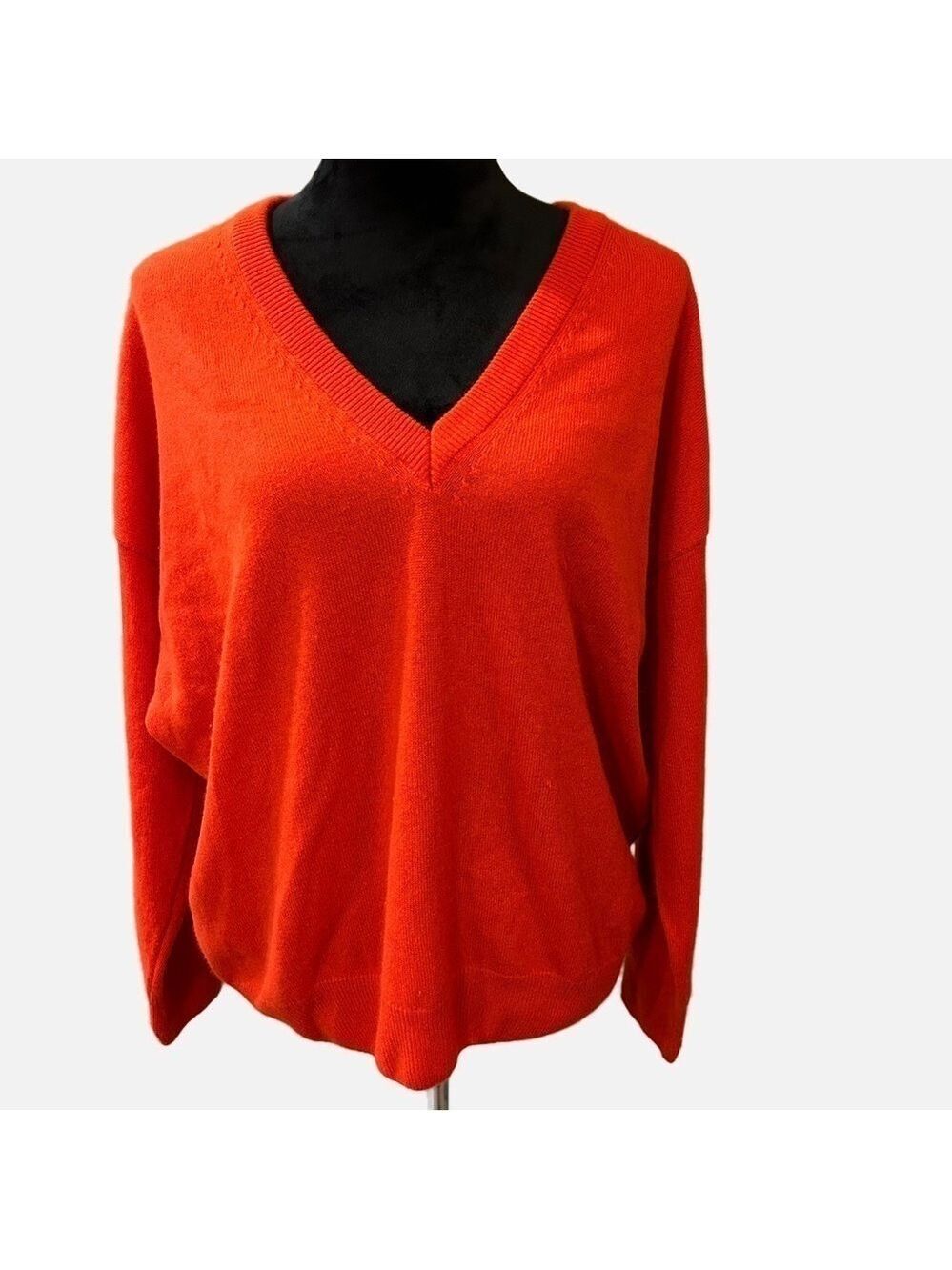 Anine Bing Sweater 100% Cashmere Oversized Pullover Medium V Neck Red  *Flaw*
